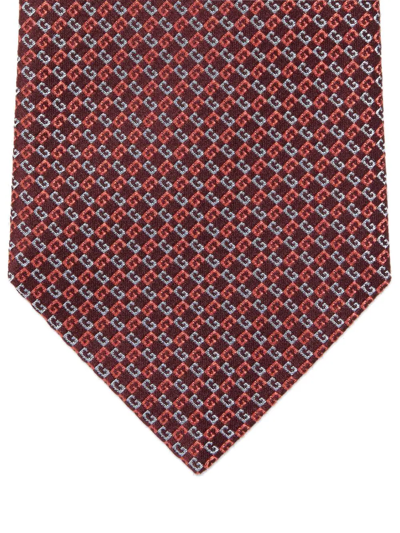 Shop Gucci Geometric G Pattern Silk Tie In Red