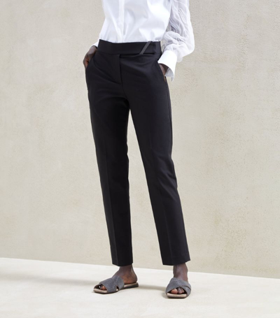 Shop Brunello Cucinelli Embellished Tailored Trousers In Black