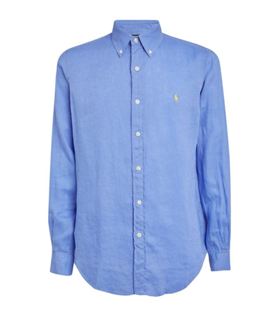 Shop Polo Ralph Lauren Linen Shirt In Blue