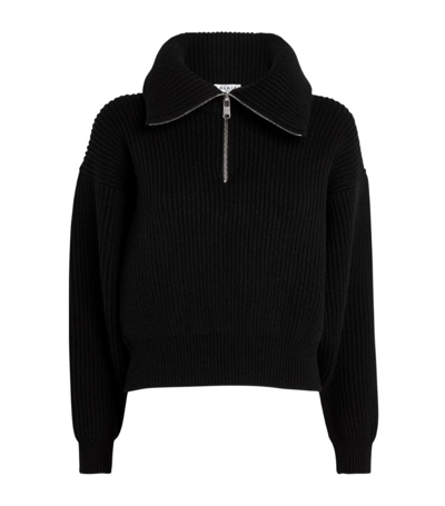 Shop Alaïa Wool-cashmere Half-zip Sweater In Black