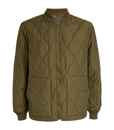 Shop Polo Ralph Lauren Quilted Bomber Jacket In Green