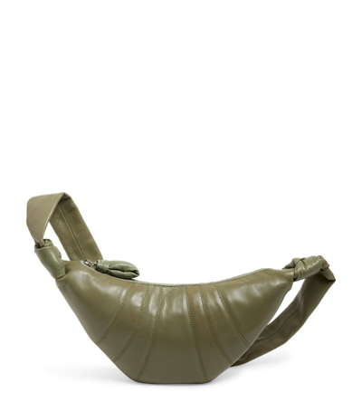 Shop Lemaire Small Leather Croissant Bag In Green