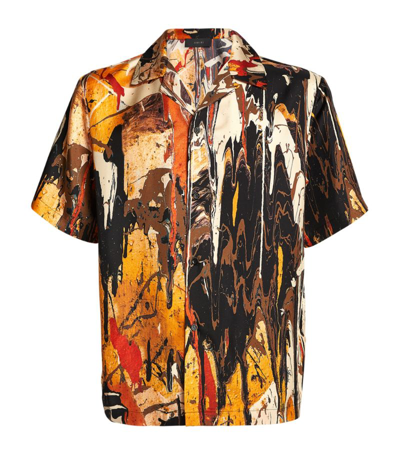 Shop Amiri Silk Paint Splatter Shirt In Brown