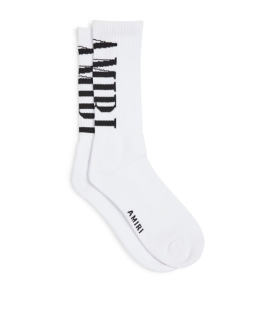 Shop Amiri Vertical Core Logo Socks In White