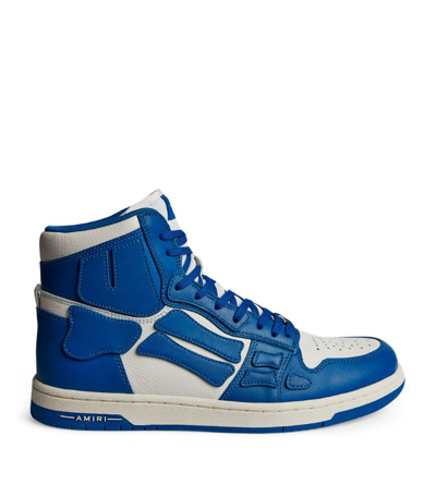 Shop Amiri Leather Skel High-top Sneakers In Blue