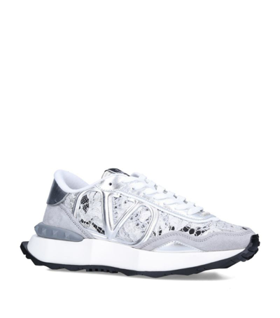 Shop Valentino Vlogo Signature Lacerunner Sneakers In Silver