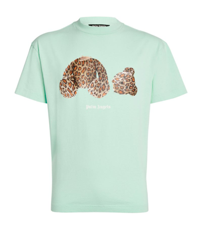 Shop Palm Angels Leopard Bear T-shirt In Blue