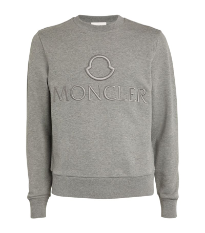 Shop Moncler Logo Sweatshirt In Grey