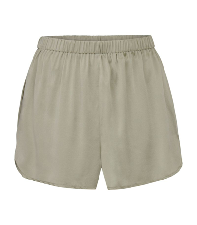 Shop Skims Silk-blend Tap Shorts In Green