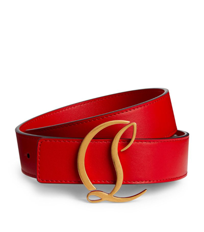 Christian Louboutin Cl Logo Leather Belt In Loubiantic Gold | ModeSens