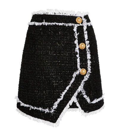 Shop Balmain Asymmetric Wrap Skirt In Black