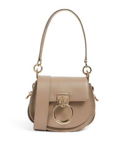 Shop Chloé Small Leather Tess Saddle Bag In Grey