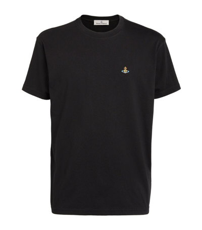 Shop Vivienne Westwood Orb-embroidered T-shirt In Black