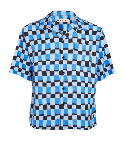 Shop Marni Geometric Print Shirt In Blue