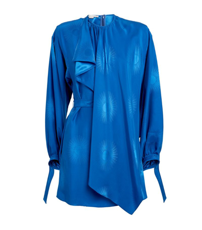 Shop Stella Mccartney Silk-blend Draped Mini Dress In Blue