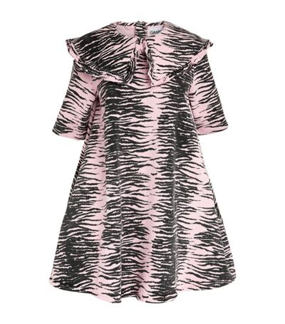 Shop Ganni Tiger Print Collared Dress In Multi
