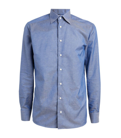Shop Eton Cotton-linen Shirt In Blue