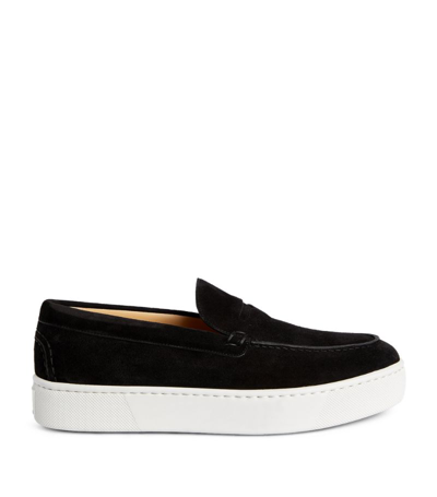 Shop Christian Louboutin Paqueboat Suede Loafers In Black