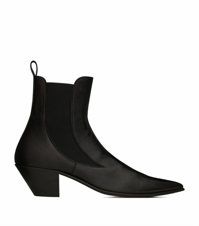Shop Saint Laurent Leather Graphic Chelsea Boots In Black