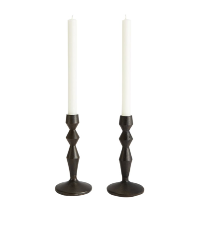 Shop Soho Home Small Cast Iron Gigi Candle Holders (set Of 2) In Black