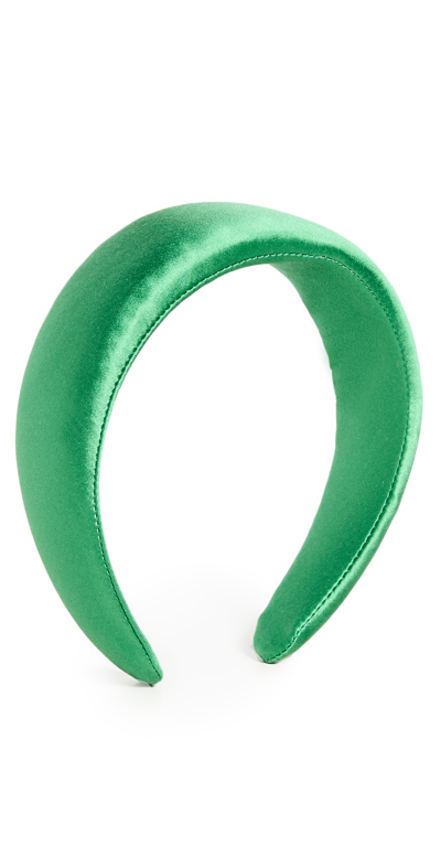 Shop Loeffler Randall Bellamy Satin Headband In Emerald Satin