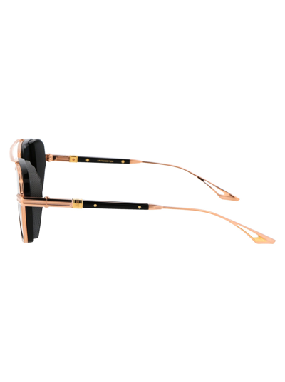 Shop Dita Sunglasses In Rose Gold - Black - Black Iron