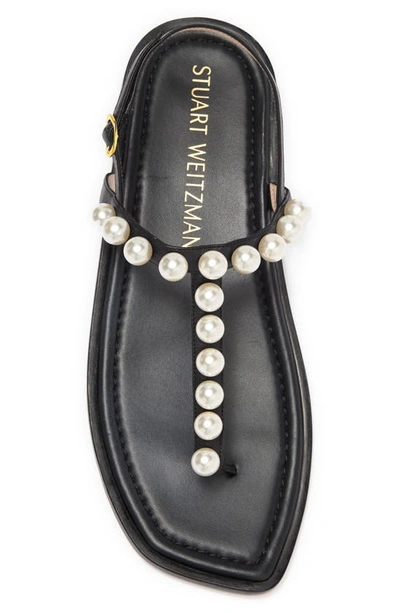 Shop Stuart Weitzman Goldie T-strap Sandal In Black