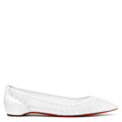 Shop Christian Louboutin Kate Draperia White Ballerina Flats