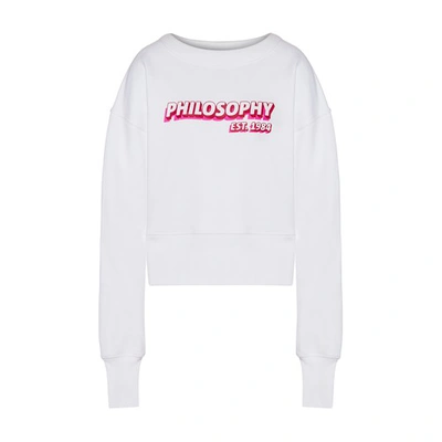 Shop Philosophy Di Lorenzo Serafini Cotton Sweatshirt With Logo In Bianco