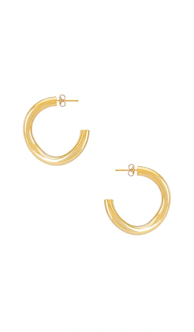 Shop Adinas Jewels Curved Tube Hoop Earrings In Gold