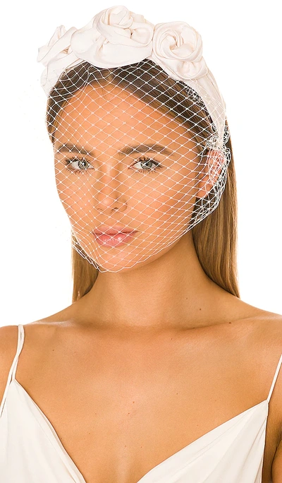 Shop Jennifer Behr Triple Rosette Voilette Headband In Cream