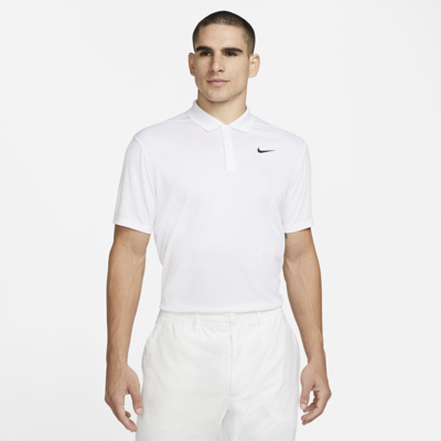 Nike Dri-fit Victory Logo Quick Dry Breathable Sports Short Sleeve Polo Shirt White In White