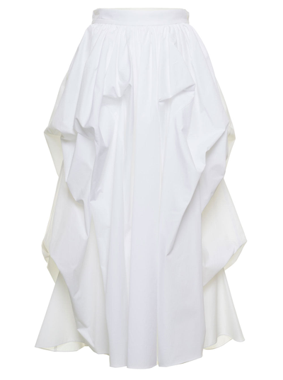 Shop Alexander Mcqueen Woman's Parachute Cotton Optical White Long Skirt