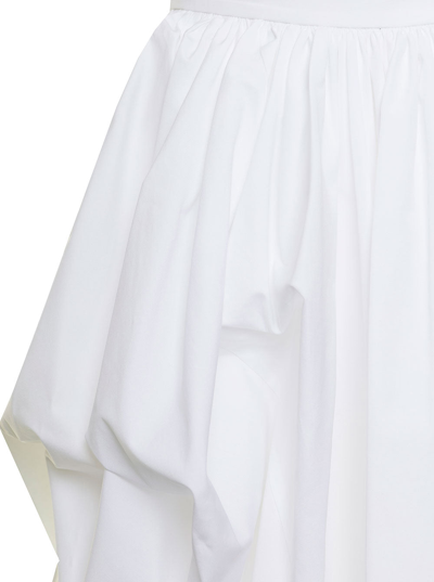 Shop Alexander Mcqueen Woman's Parachute Cotton Optical White Long Skirt