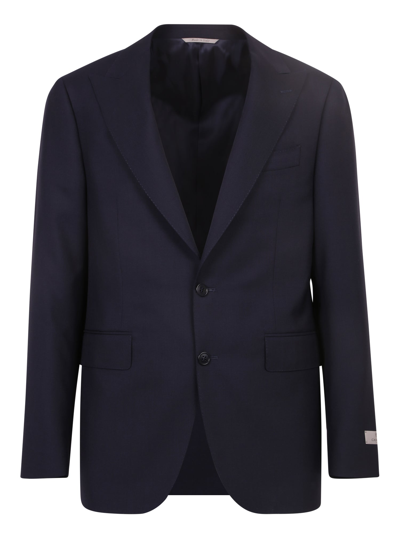 Shop Canali Single-breasted Two-piece Suit In Blue