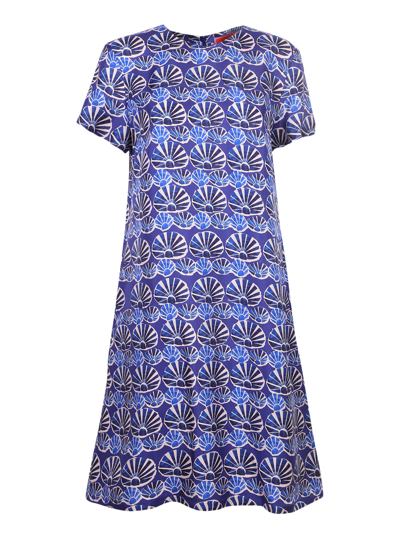 Shop La Doublej Shell-print Swing Dress In Blue