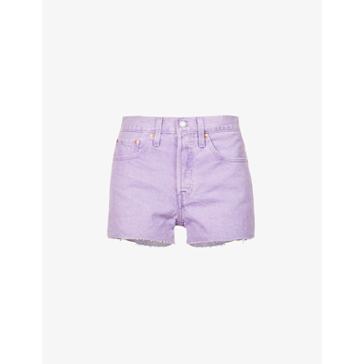 Levi's 501 Original High-rise Stretch-denim Shorts In Lavender