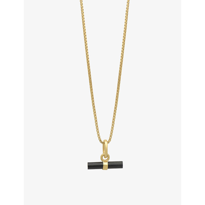 Shop Rachel Jackson Women's Gold Mini T-bar 22ct Gold-plated Sterling Silver And Onyx Necklace