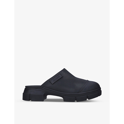Shop Ganni City Recycled-rubber Mules In Black