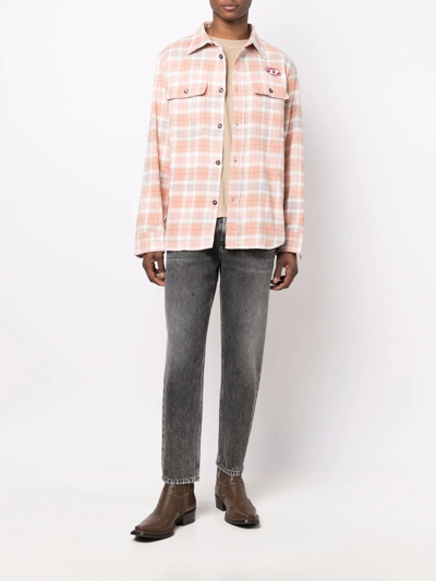 Diesel Logo-patch Patterned Shirt In Orange