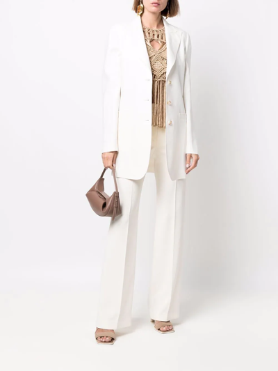 Alberta Ferretti Longline Single-breasted Blazer In White
