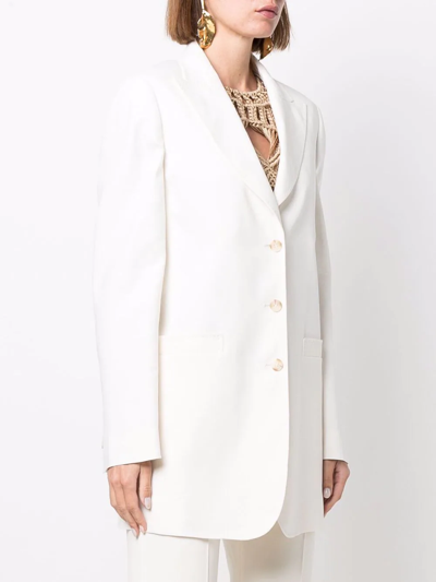 Alberta Ferretti Longline Single-breasted Blazer In White