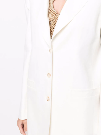 Alberta Ferretti Longline Single-breasted Blazer In White