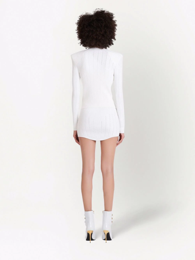 Balmain Women Buttoned Tweed Short Jacket In White