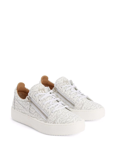Shop Giuseppe Zanotti Frankie Monogram Low-top Sneakers In White