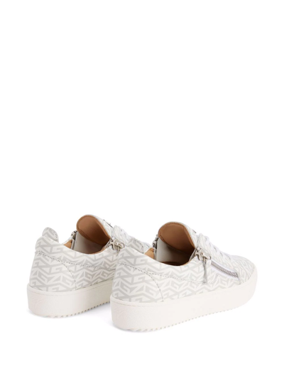 Shop Giuseppe Zanotti Frankie Monogram Low-top Sneakers In White