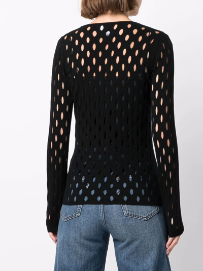 Shop Allude Perforated-detail Cashmere Top In Black