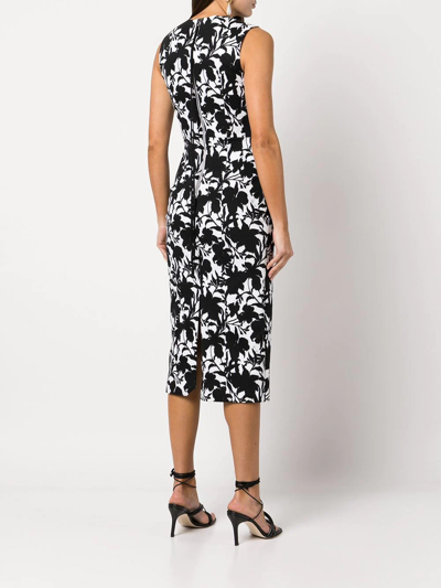 Shop Adam Lippes Floral-print Cotton Twill Pencil Dress In Black