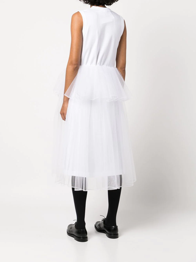 Shop Comme Des Garçons Tiered-tulle Midi Dress In White