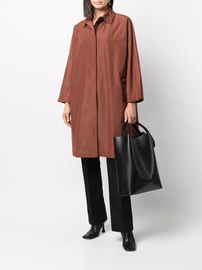 Yves Salomon Concealed-front Fastening Coat In Brown